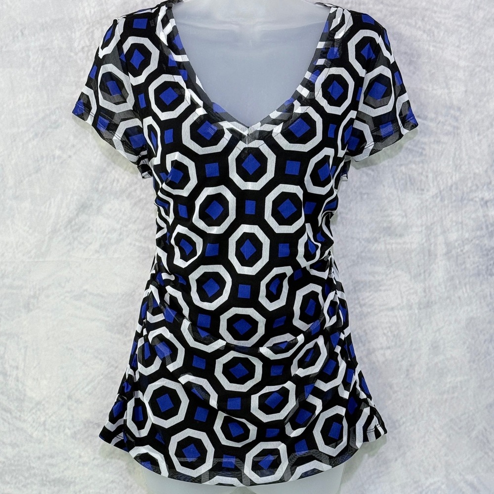 vtg y2k‎ Mesh Top Womens sz XL Indie office casual maximalist career geometric
